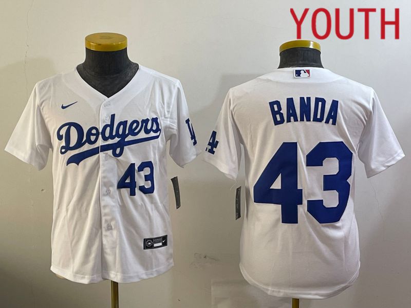 Youth Los Angeles Dodgers 43 Banda White Game 2024 Nike MLB Jersey style 12093